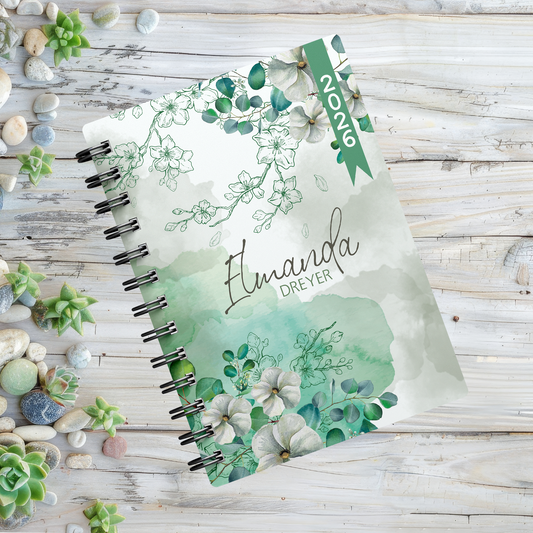 WHITE BLOSSOMS 1 DAY DIARY 2026