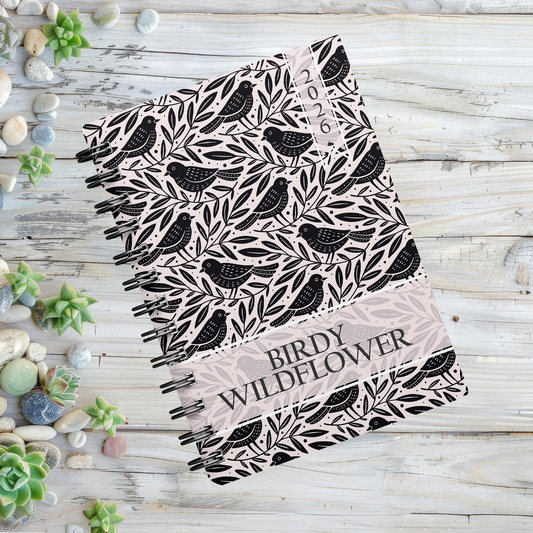 BIRDS PATTERN PINK 1 DAY DIARY 2026
