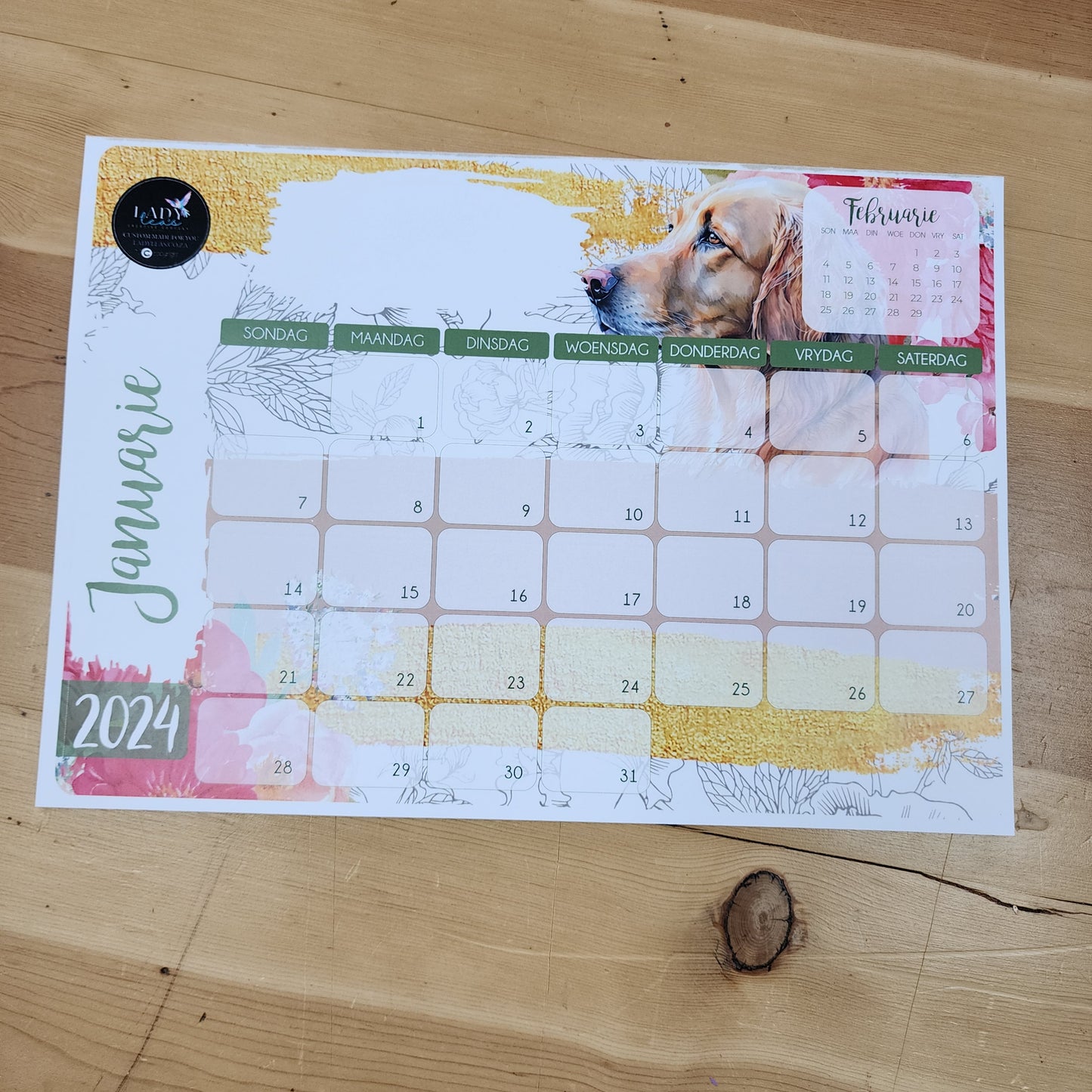FLORAL LABRADOR DESKPAD
