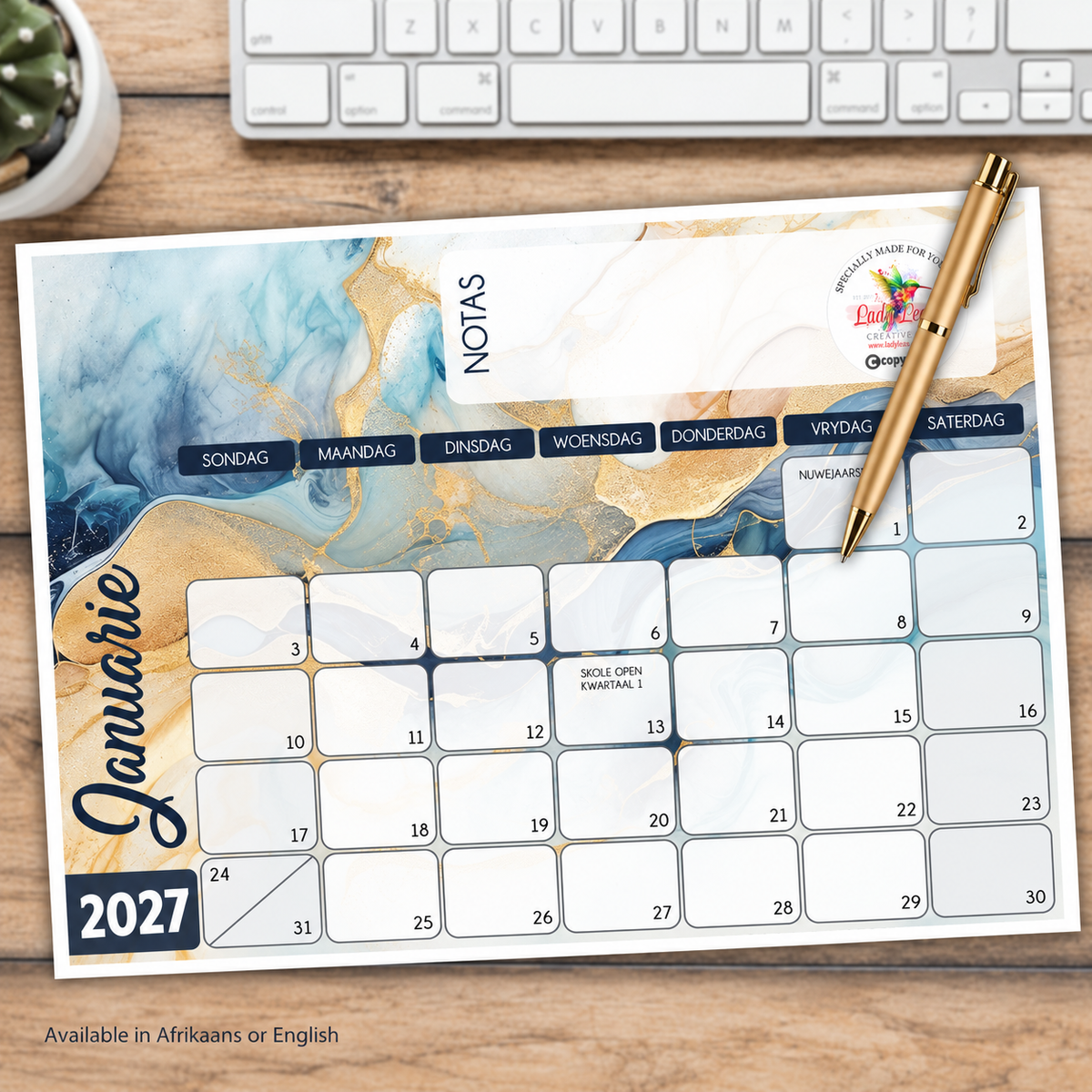 BLUE MARBLE DESKPAD 2027