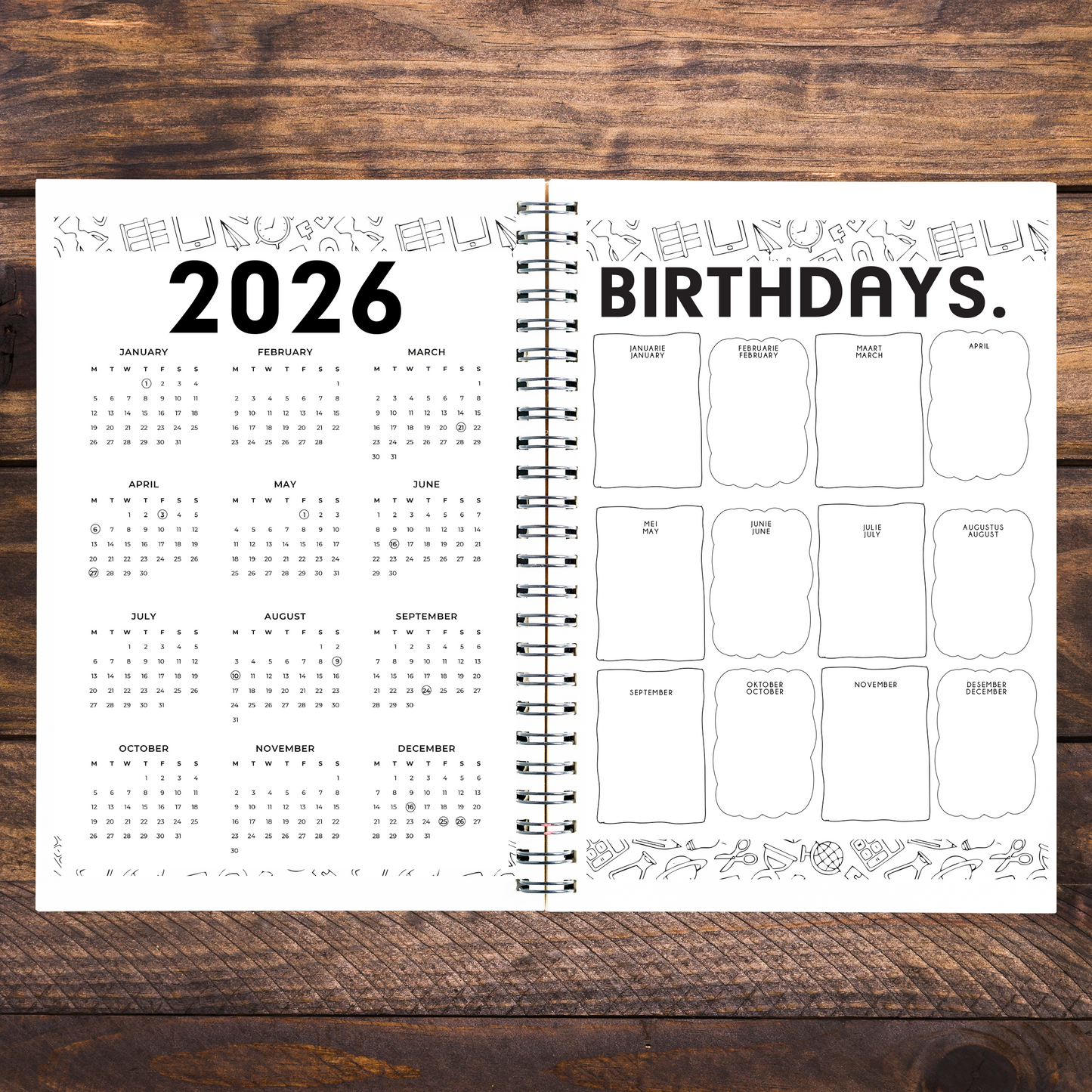 FLORAL LION TEACHER PLANNER 2026