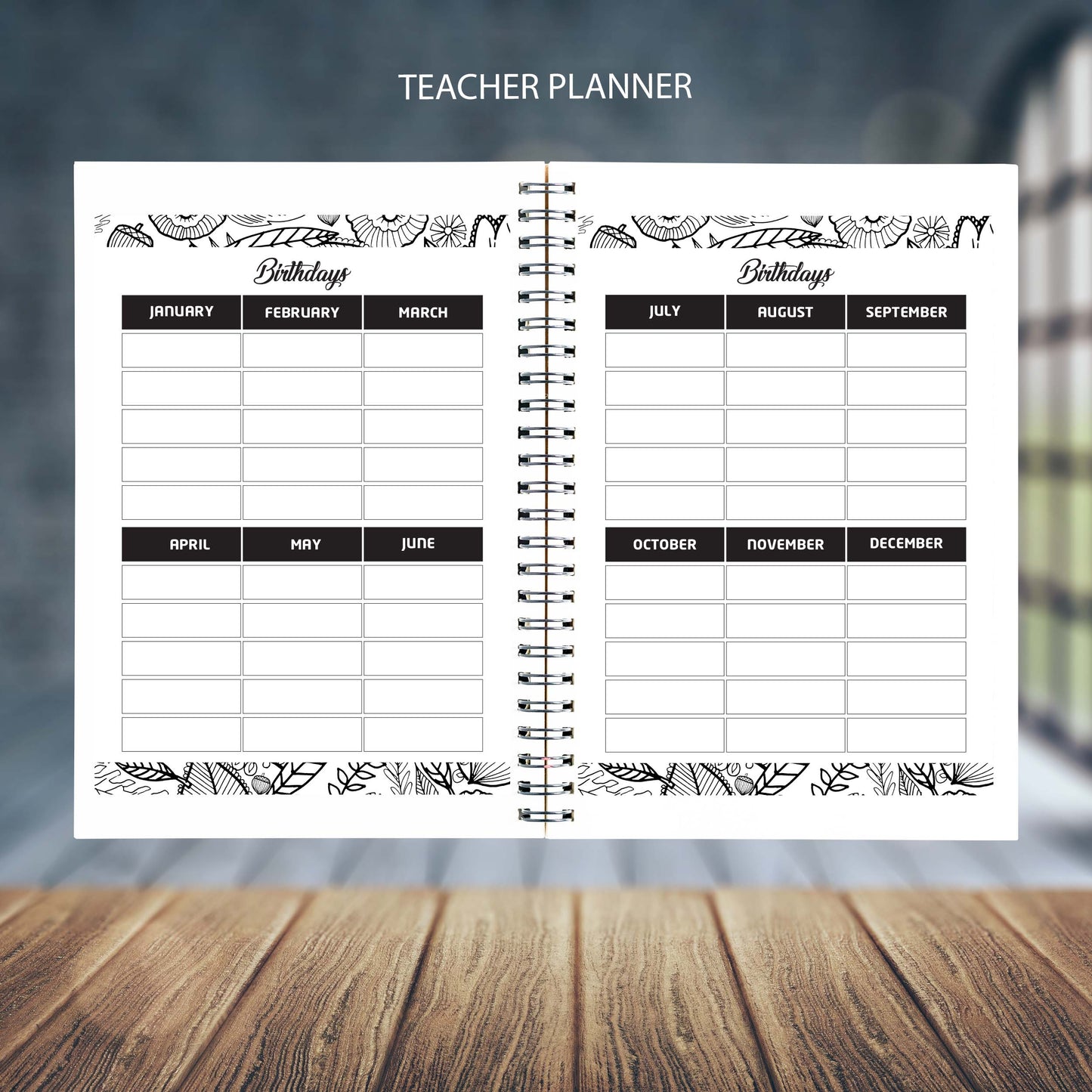 FLORAL WINDPOMP TEACHER PLANNER