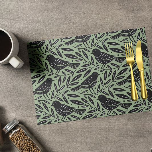 BIRDS PATTERN MINT PLACEMAT