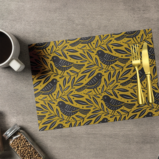 BIRDS PATTERN YELLOW PLACEMAT