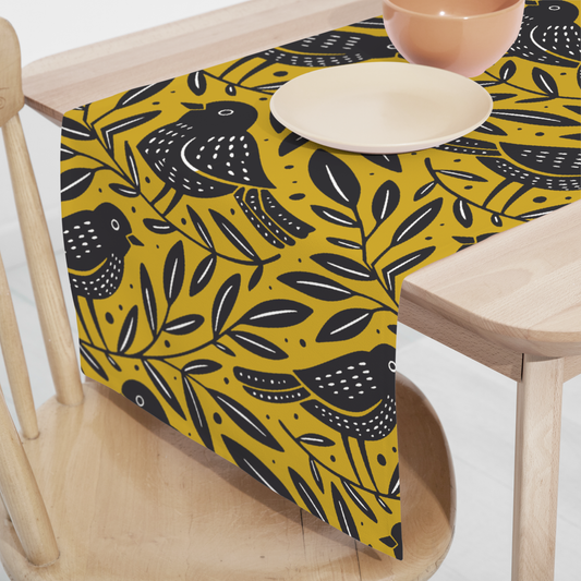 BIRDS PATTERN YELLOW RUNNER