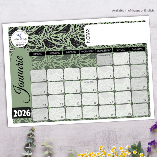 BIRDS PATTERN MINT DESKPAD 2026