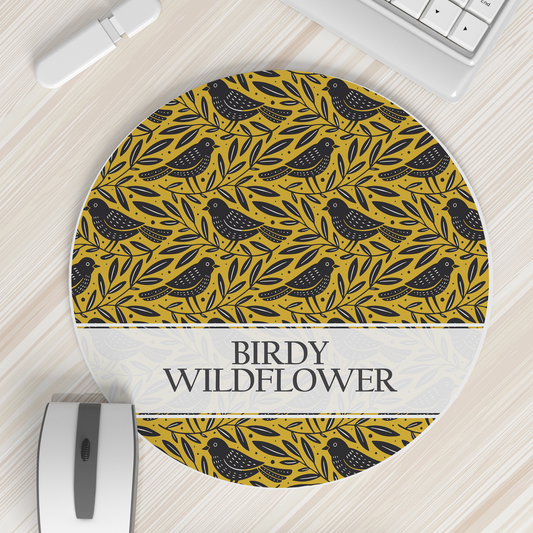 BIRDS PATTERN MUSTARD