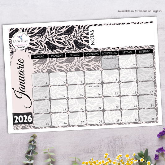 BIRDS PATTERN PINK DESKPAD 2026