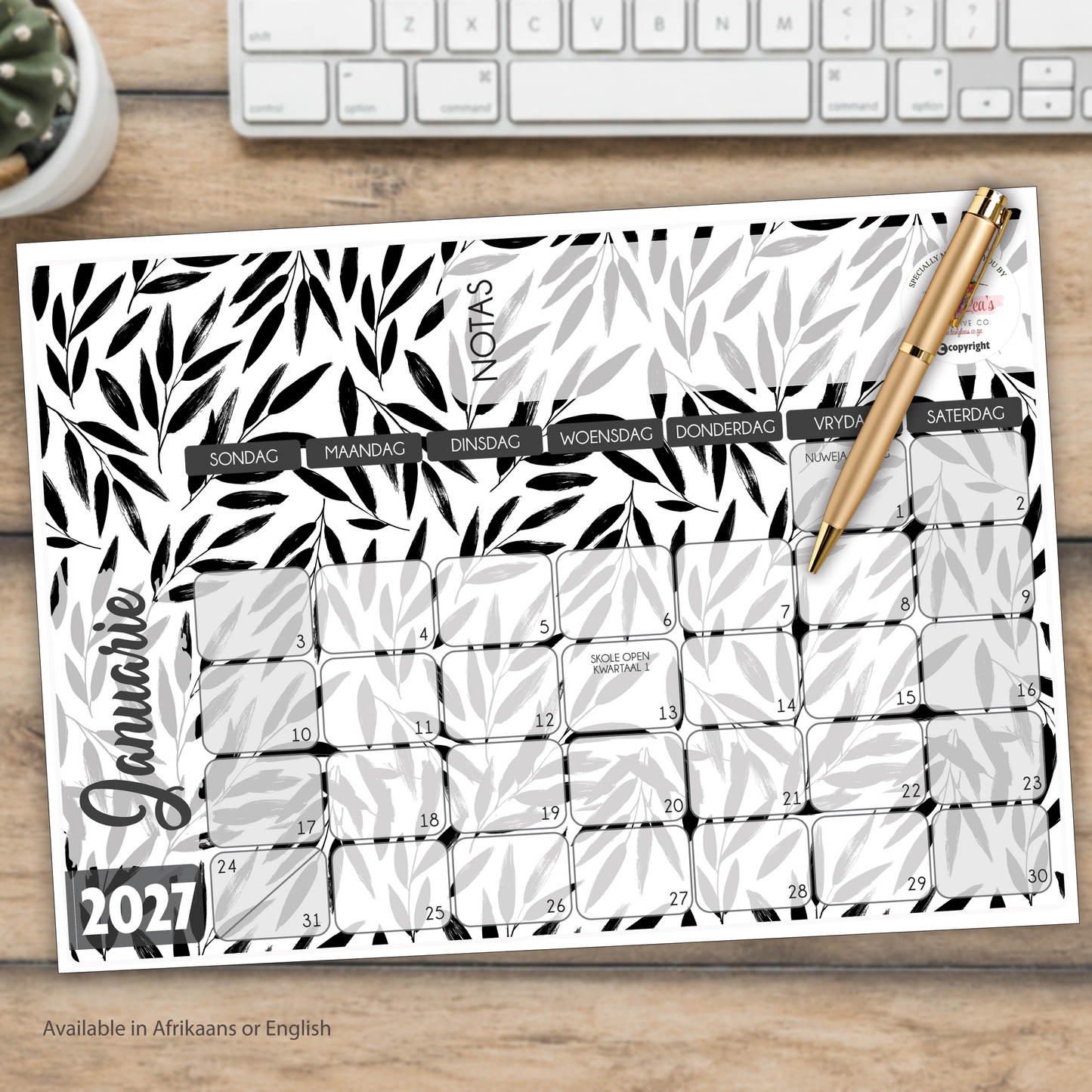 BLACK LEAVES DESKPAD 2027