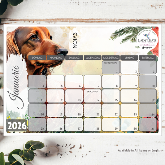 BROWN DACHSHUND PROTEA DESKPAD 2026