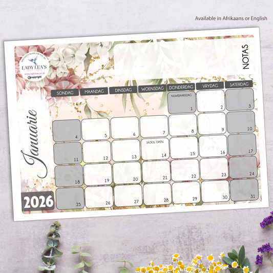 FINE FLORAL BLUSH DESKPAD 2026