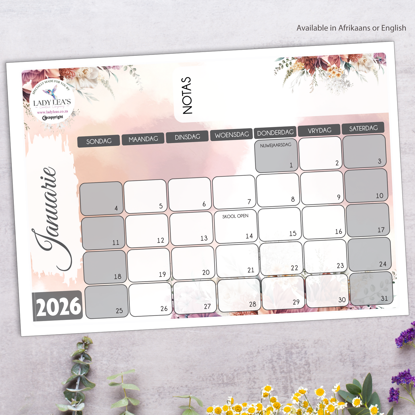 FINE FLORAL LILAC DESKPAD 2026