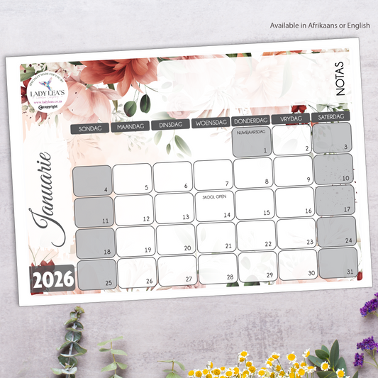 FINE FLORAL RED AND GREEN DESKPAD 2026