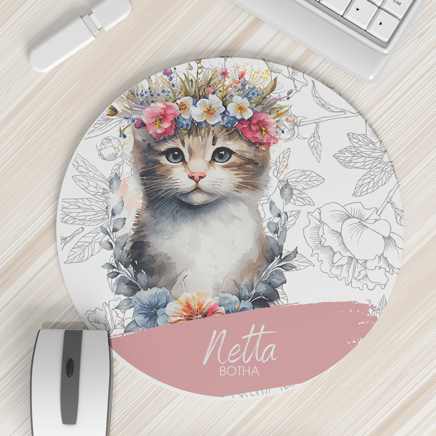 FLORAL KITTEN MOUSEPAD