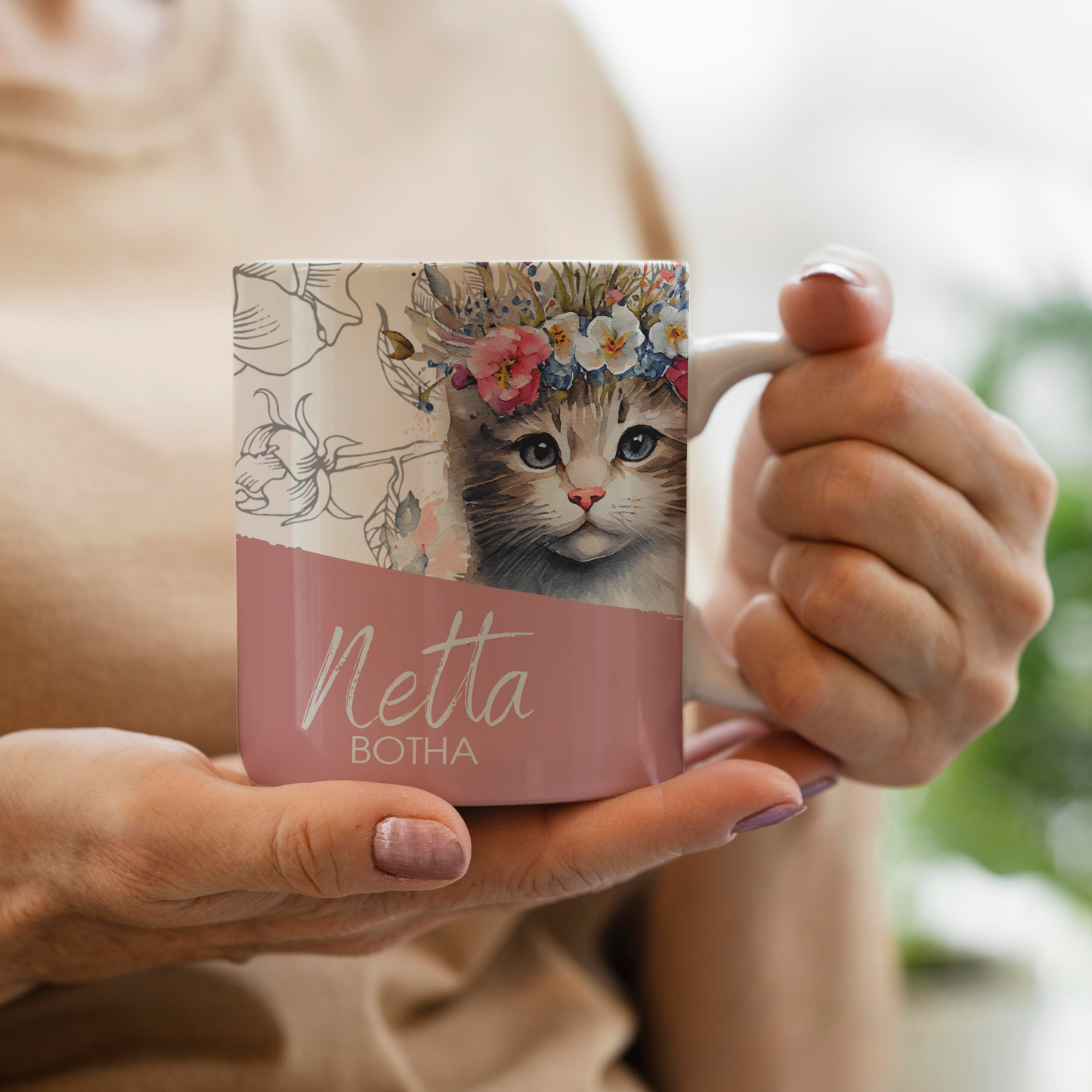FLORAL KITTEN MUG
