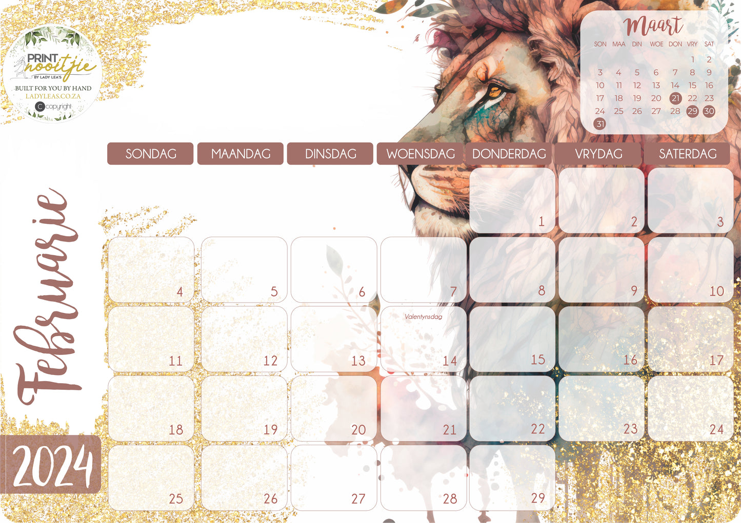 FLORAL LION DESKPAD