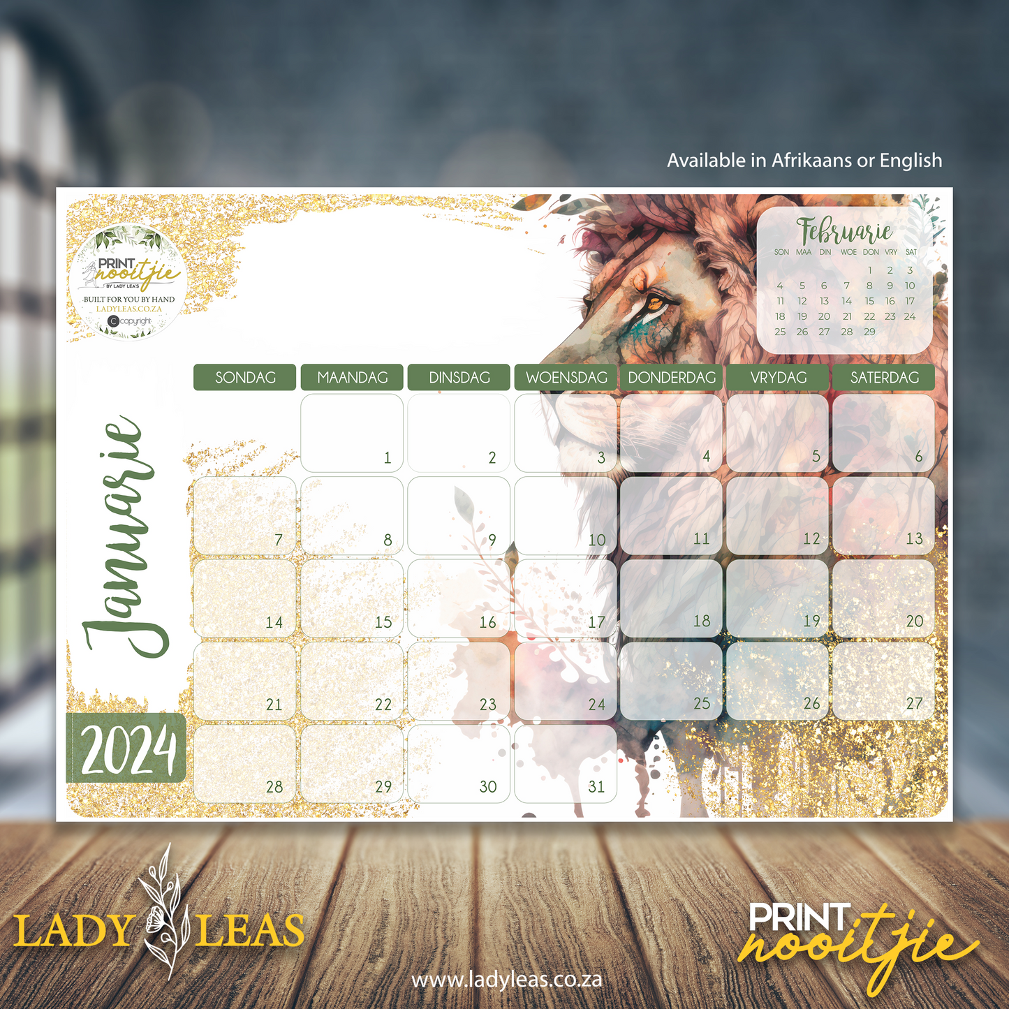 FLORAL LION DESKPAD