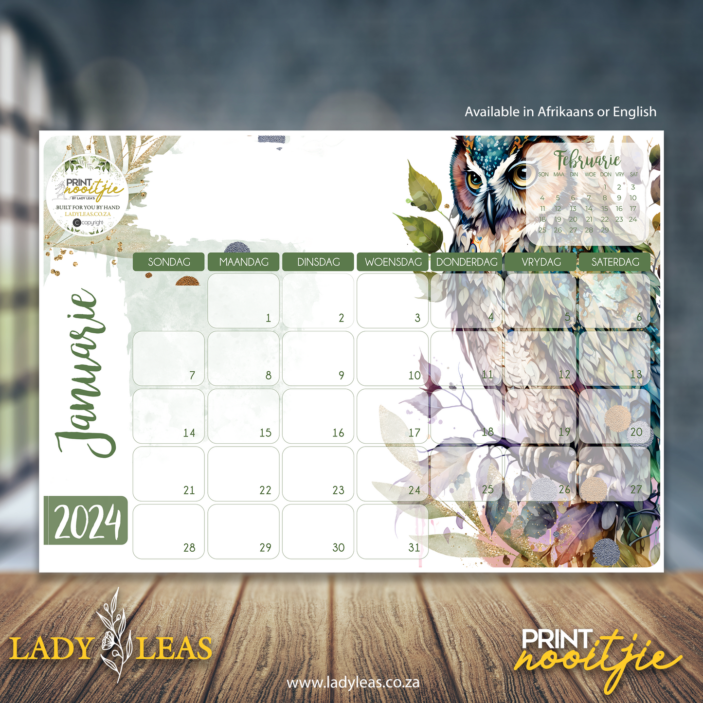 FLORAL OWL DESKPAD