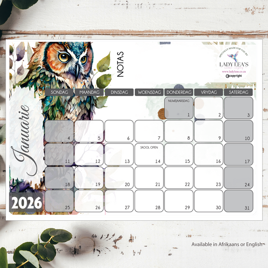 FLORAL OWL DESKPAD 2026