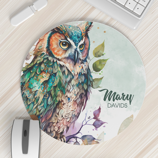 FLORAL OWL MOUSEPAD
