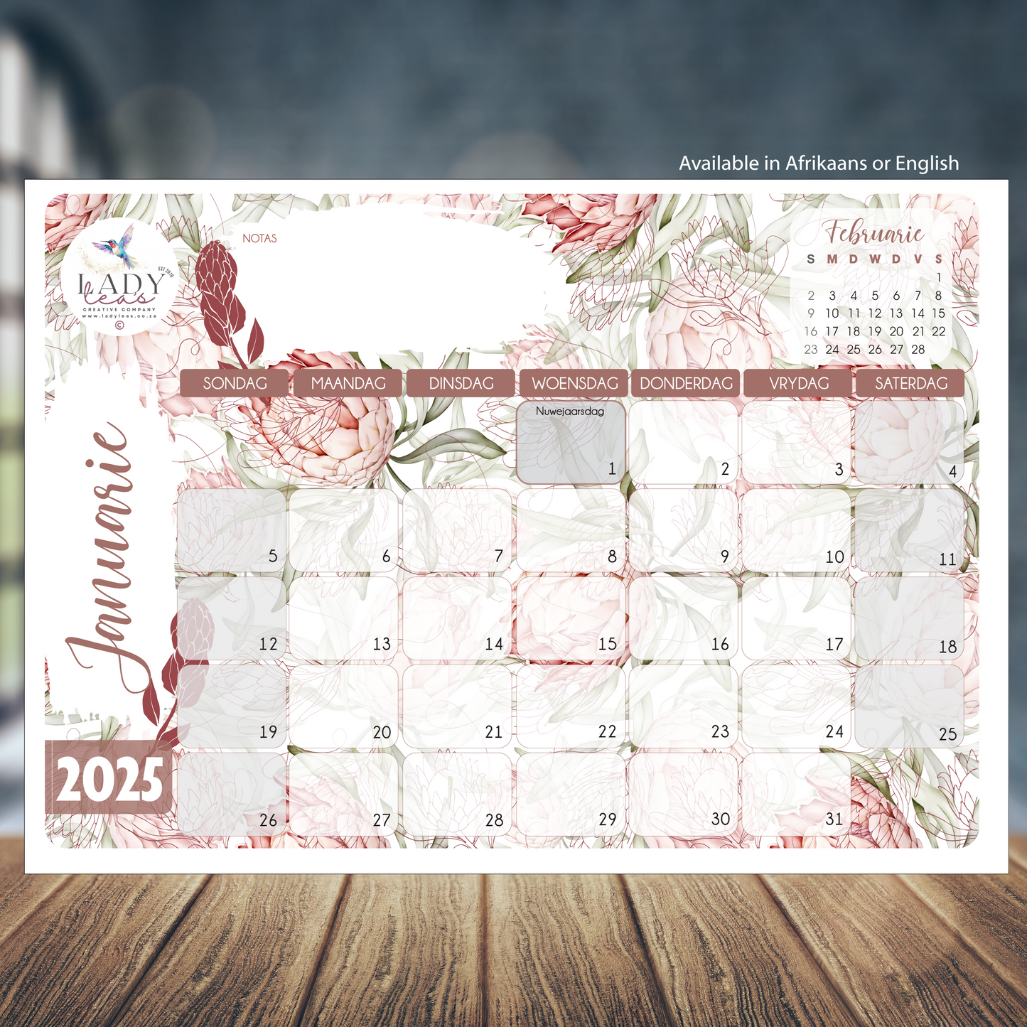 PASTEL PROTEA DESKPAD 2025