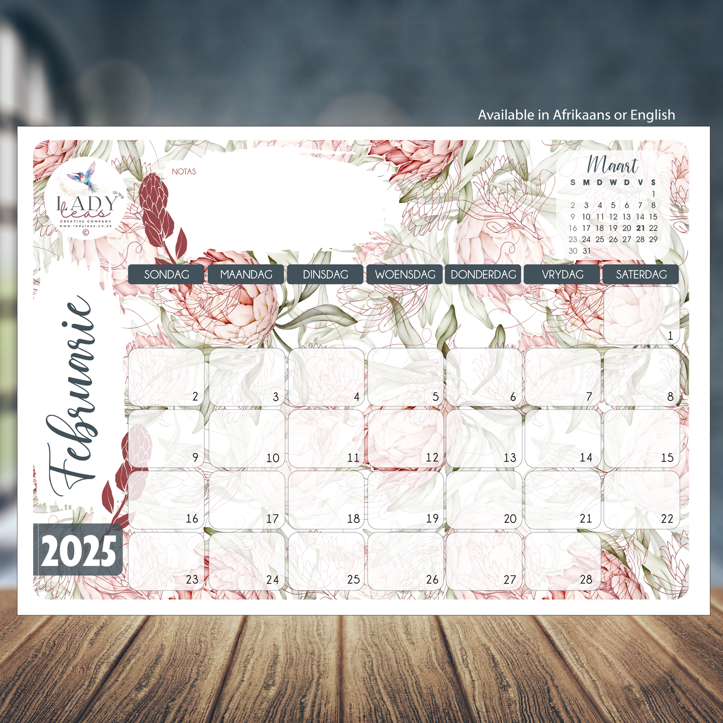 PASTEL PROTEA DESKPAD 2025