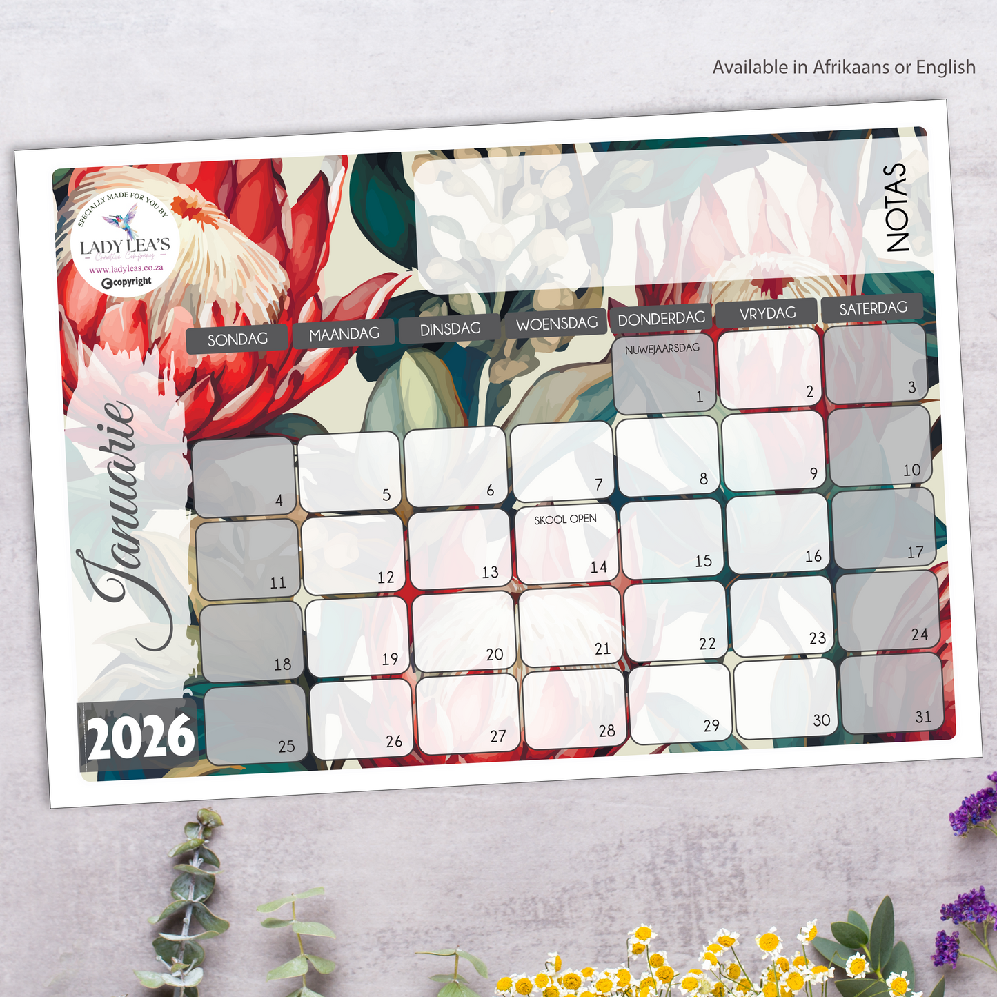 PROTEA BURGANDY GREEN DESKPAD 2026