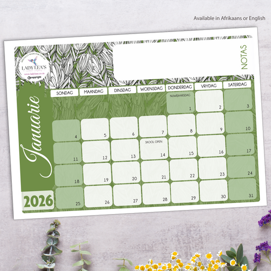 PROTEA GREEN OUTLINE DESKPAD 2026