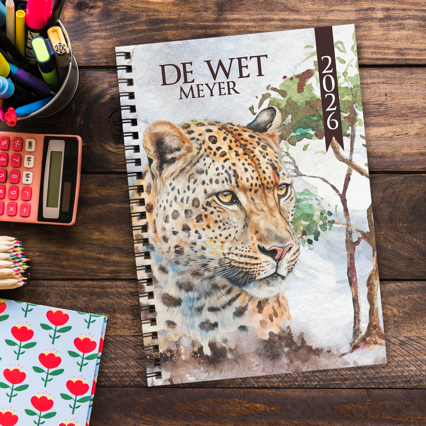 WATERCOLOR LEOPARD TEACHER PLANNER 2026