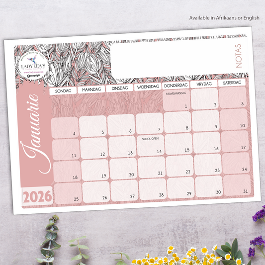 PROTEA PINK OUTLINE DESKPAD 2026