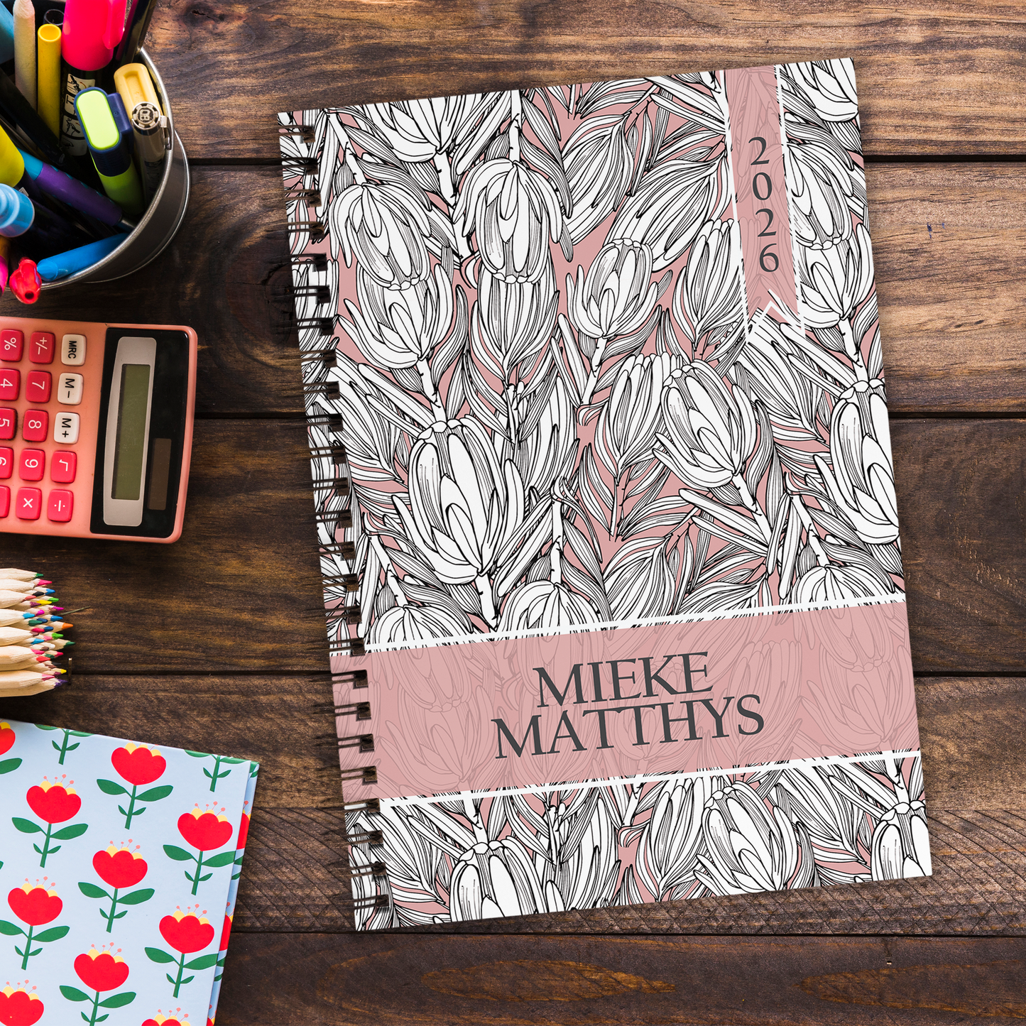 PROTEA PINK OUTLINE TEACHER PLANNER 2026