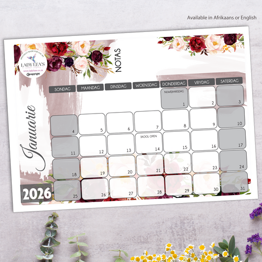 RED ROSES DESKPAD 2026