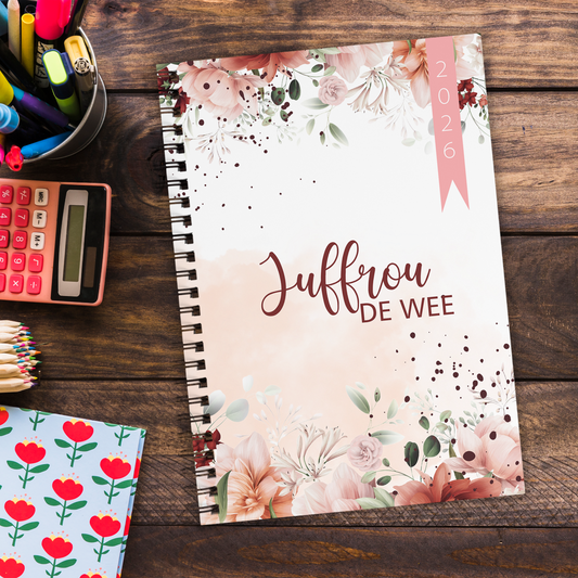FINE FLORAL RED AND GREEN TEACHER PLANNER 2026