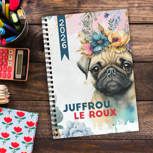 FLORAL PUG TEACHER PLANNER 2026
