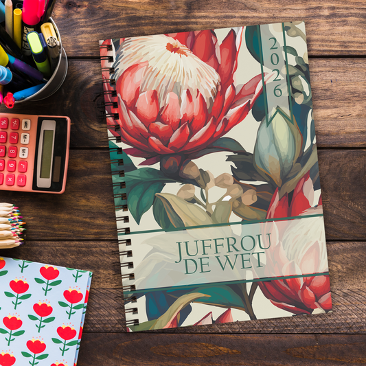 PROTEA BURGANDY GREEN TEACHER PLANNER 2026