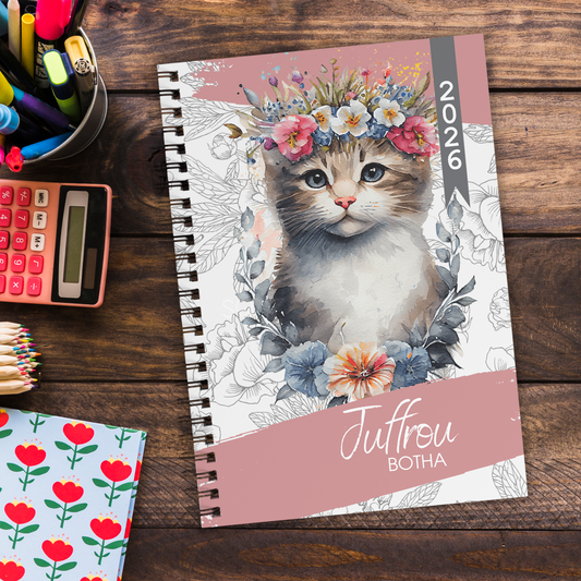 FLORAL  KITTEN TEACHER PLANNER 2026