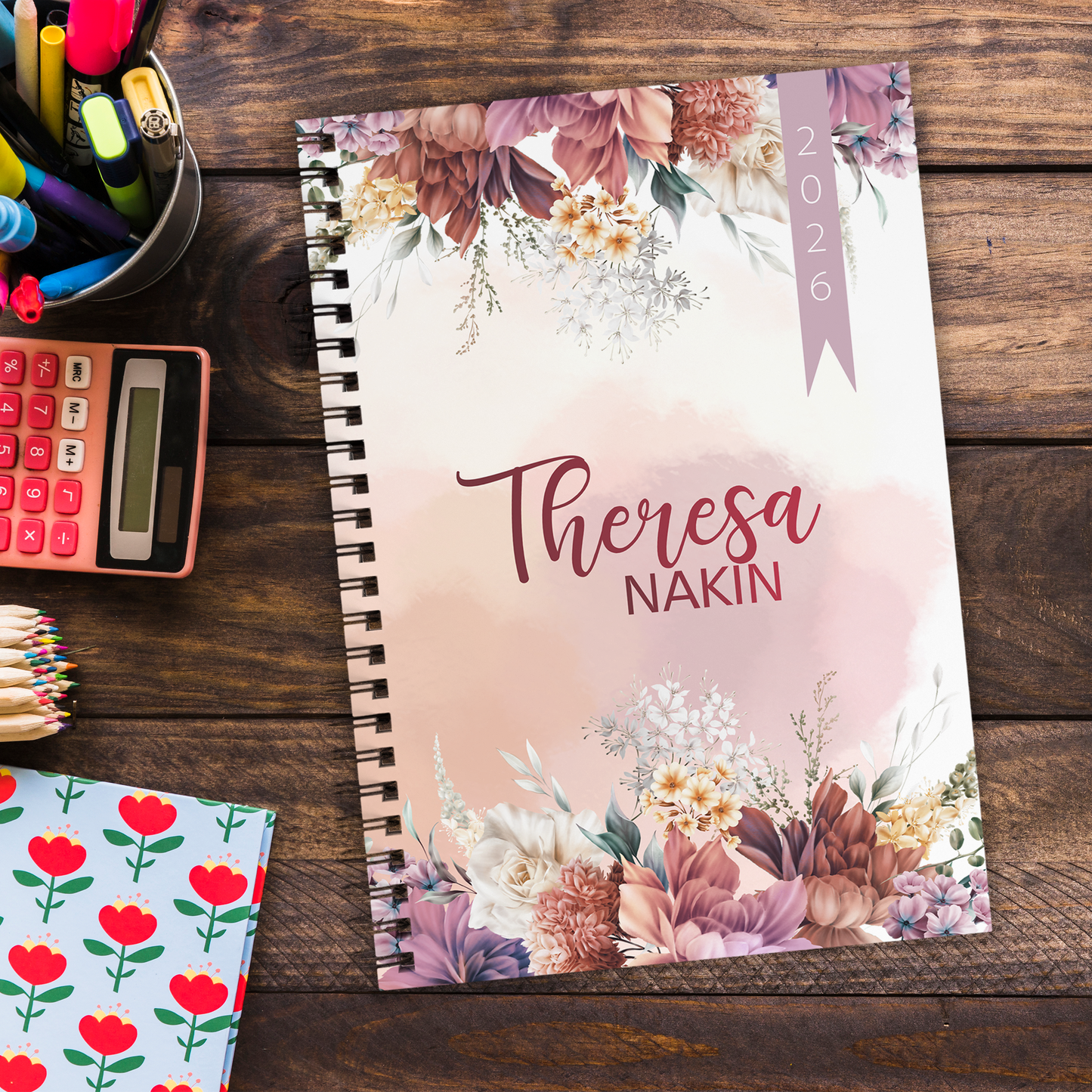 FINE FLORAL LILAC TEACHER PLANNER 2026