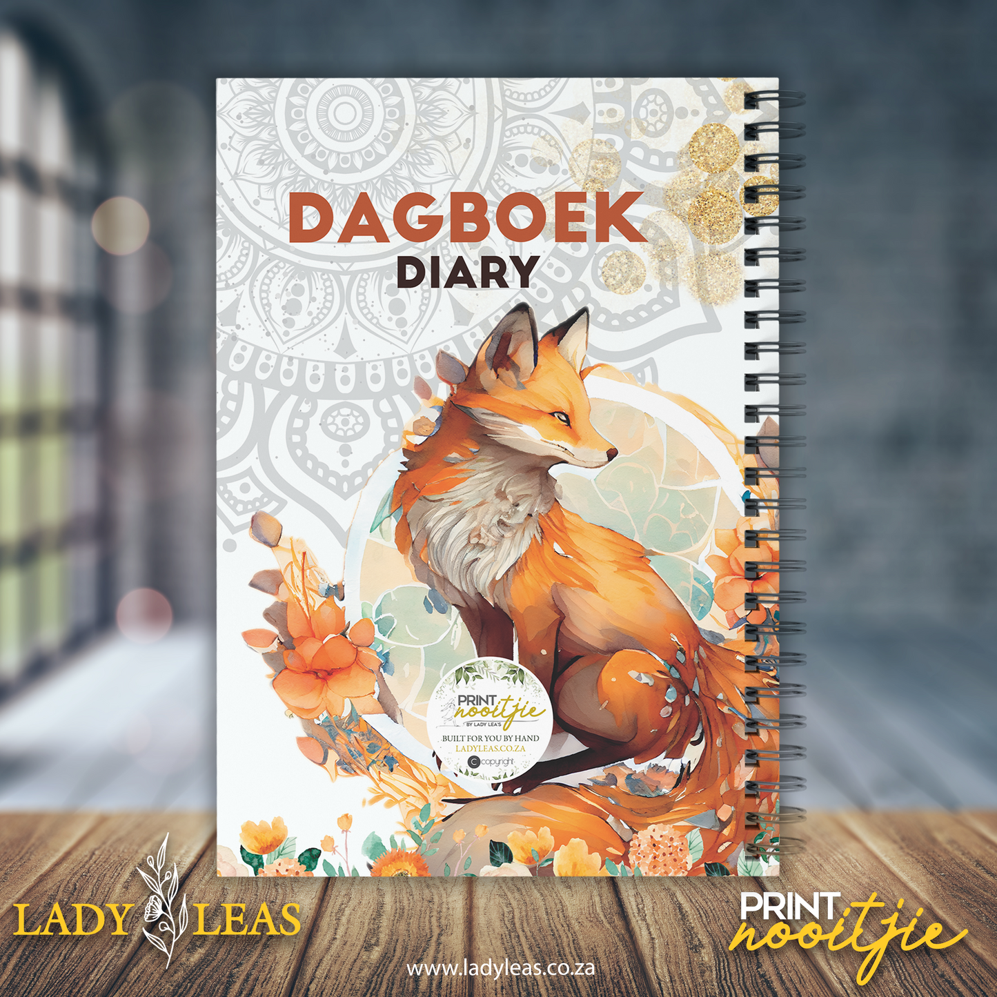 MANDALA FLORAL FOX DIARY 2024