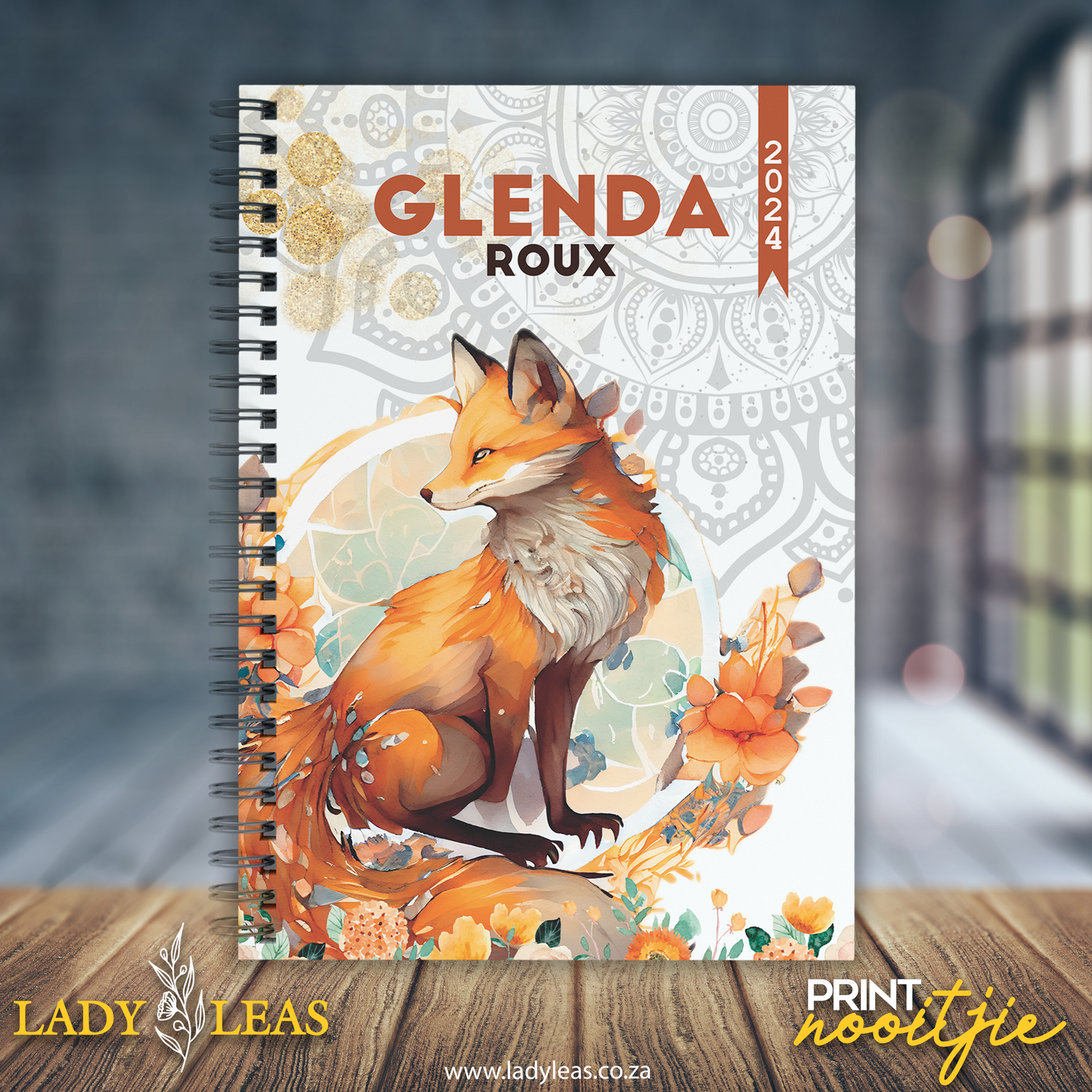 MANDALA FLORAL FOX DIARY 2024