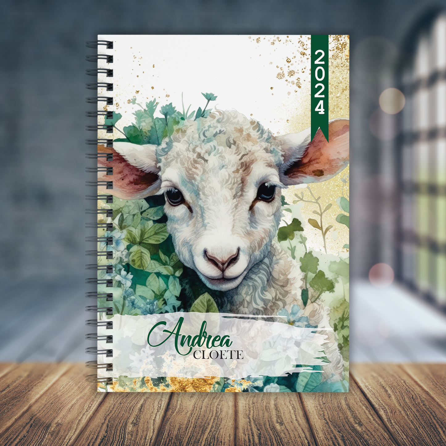BABY LAMB GREEN GOLD DIARY 2024
