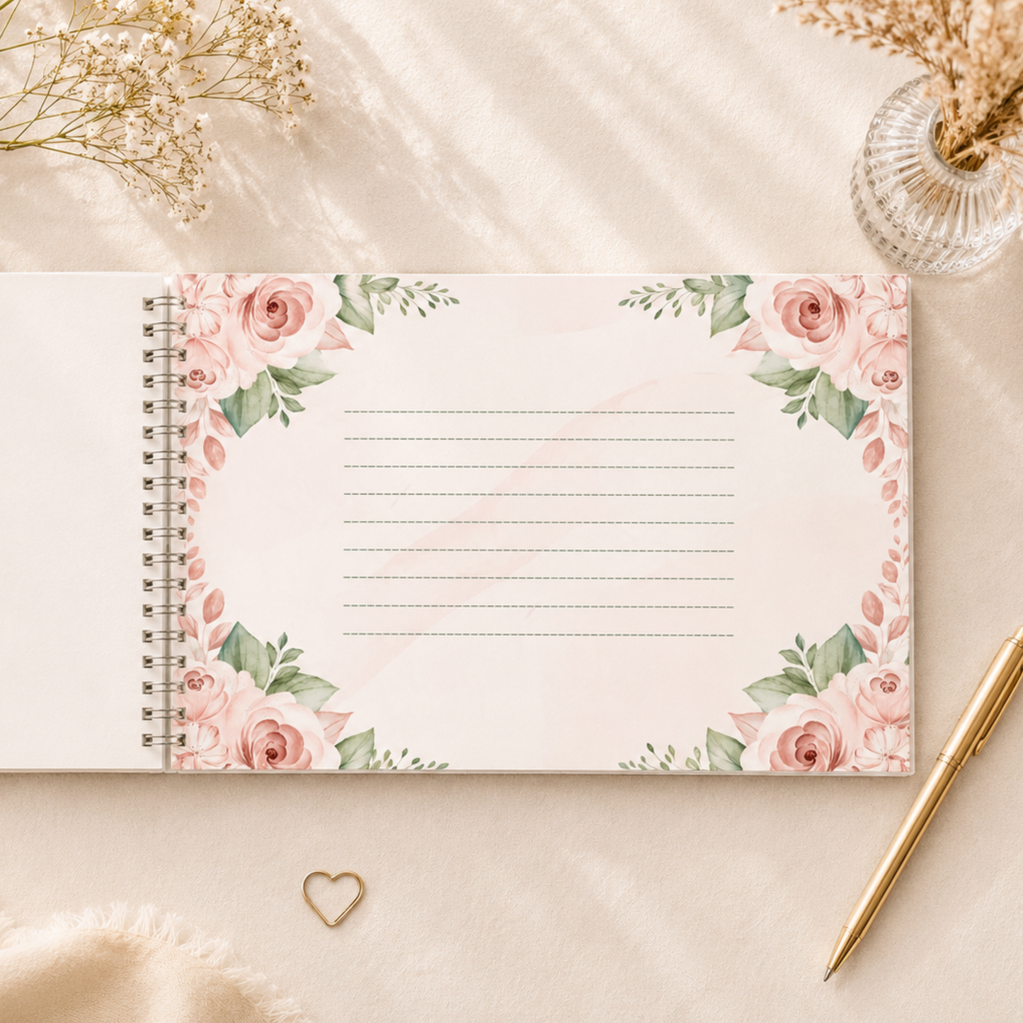 PINK ROSE WEDDING GUESTBOOK