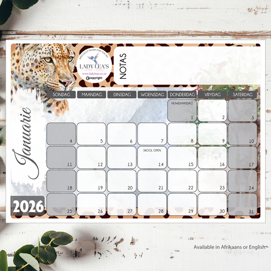 WATERCOLOR LEOPARD DESKPAD 2026
