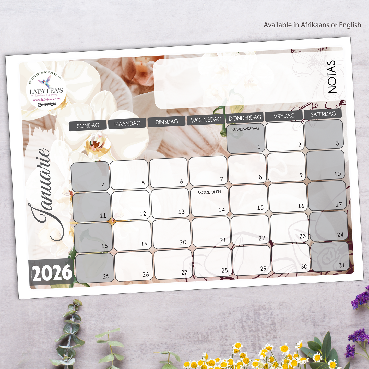 WATERCOLOR ORCARD DESKPAD 2026