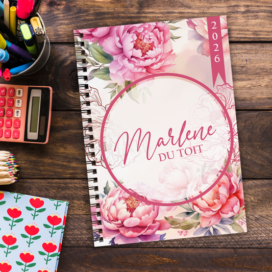 WATERCOLOR PEONIES TEACHER PLANNER 2026