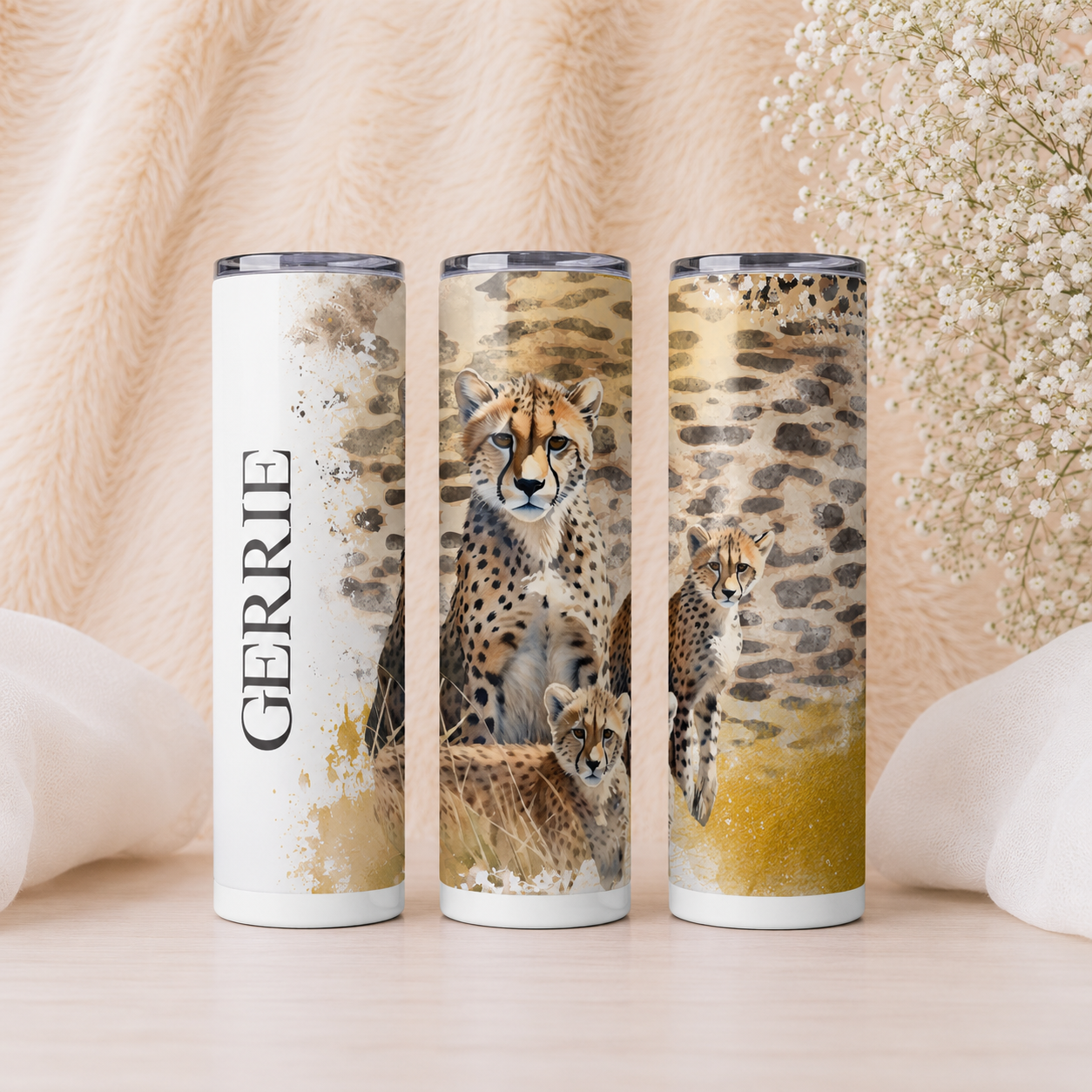 CHEETAH GOLDEN SKINNY TUMBLER