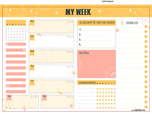WEEK PLANNER - YELLOW / PINIK