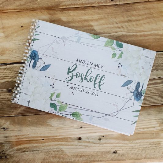 WHITE WOODEN FLOWER WEDDING GUESTBOOK