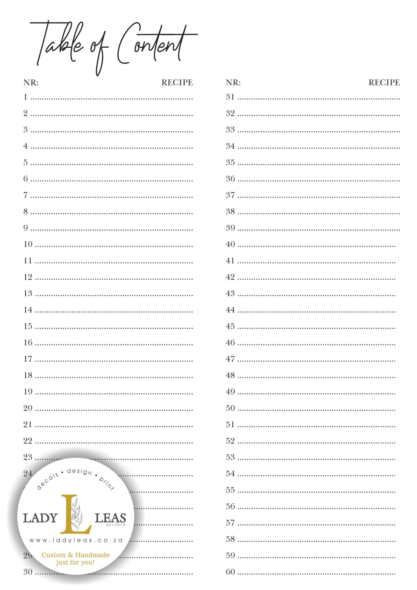 FLORAL PROTEA RECIPE BOOK