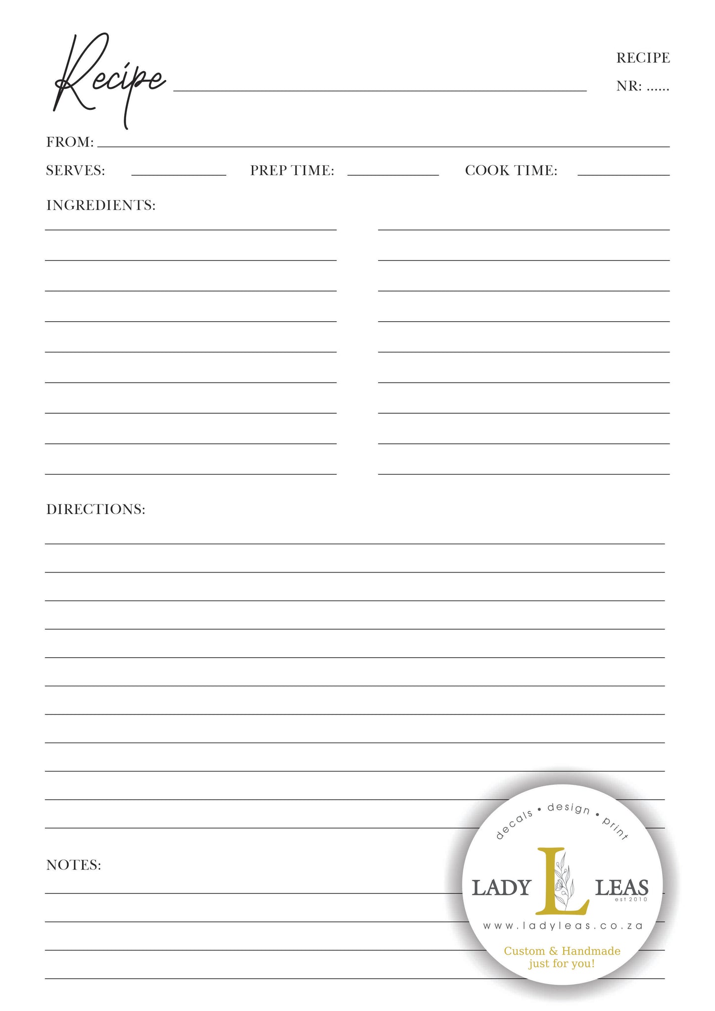 CUTE FLORAL LAMA RECIPE BOOK