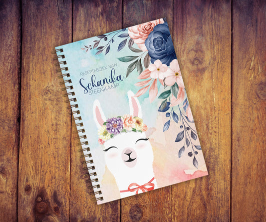 CUTE  FLORAL LAMA RECIPE BOOK
